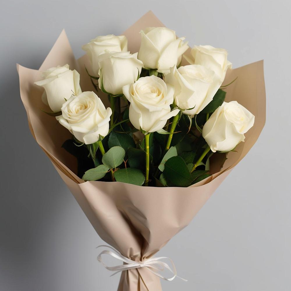 Букет 9 Белых роз Эдлесс Лав в Журавне
