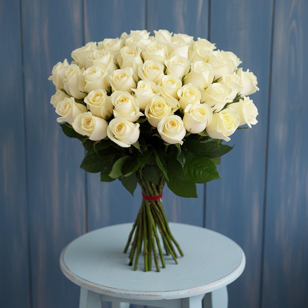 Букет 51 Белая роза Эдлесс Лав в Журавне