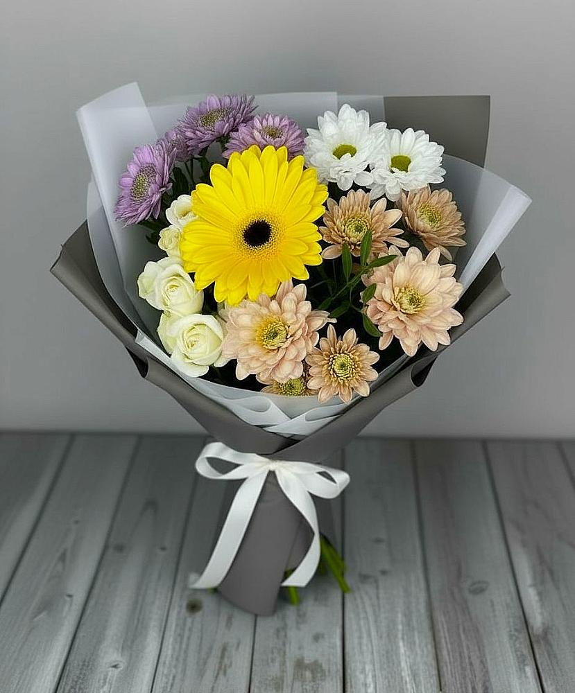 Букет цветов из: Розы, Герберы и Хризантемы в Журавне