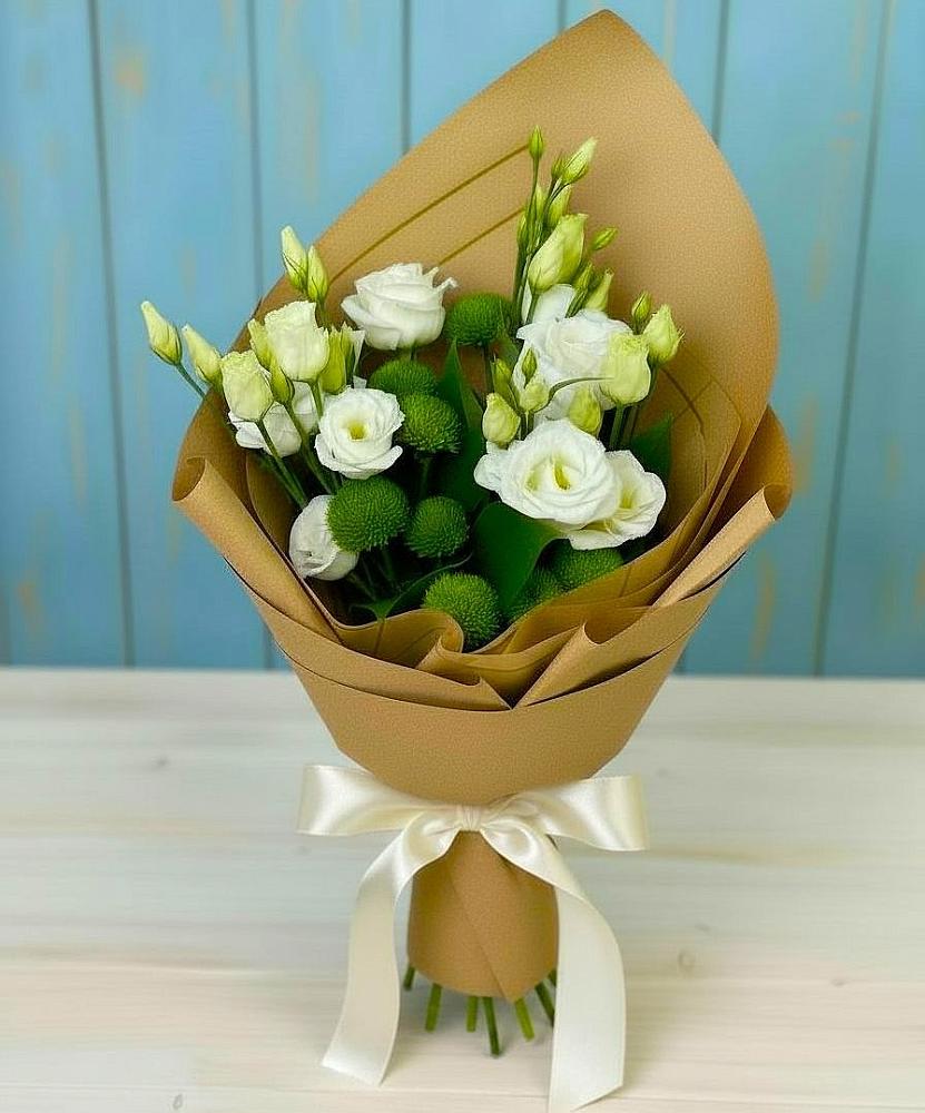 Букет цветов из: Хризантемы и Лизиантусы в Журавне