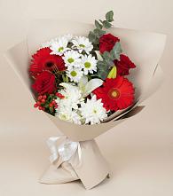 Букет цветов из:  Розы, Хризантемы, Герберы и Лилии в Журавне