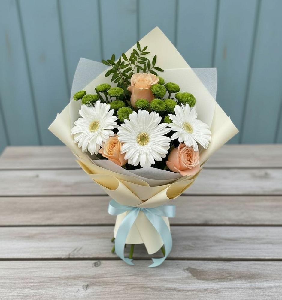 Букет цветов из: Герберы, Розы и Хризантемы в Журавне