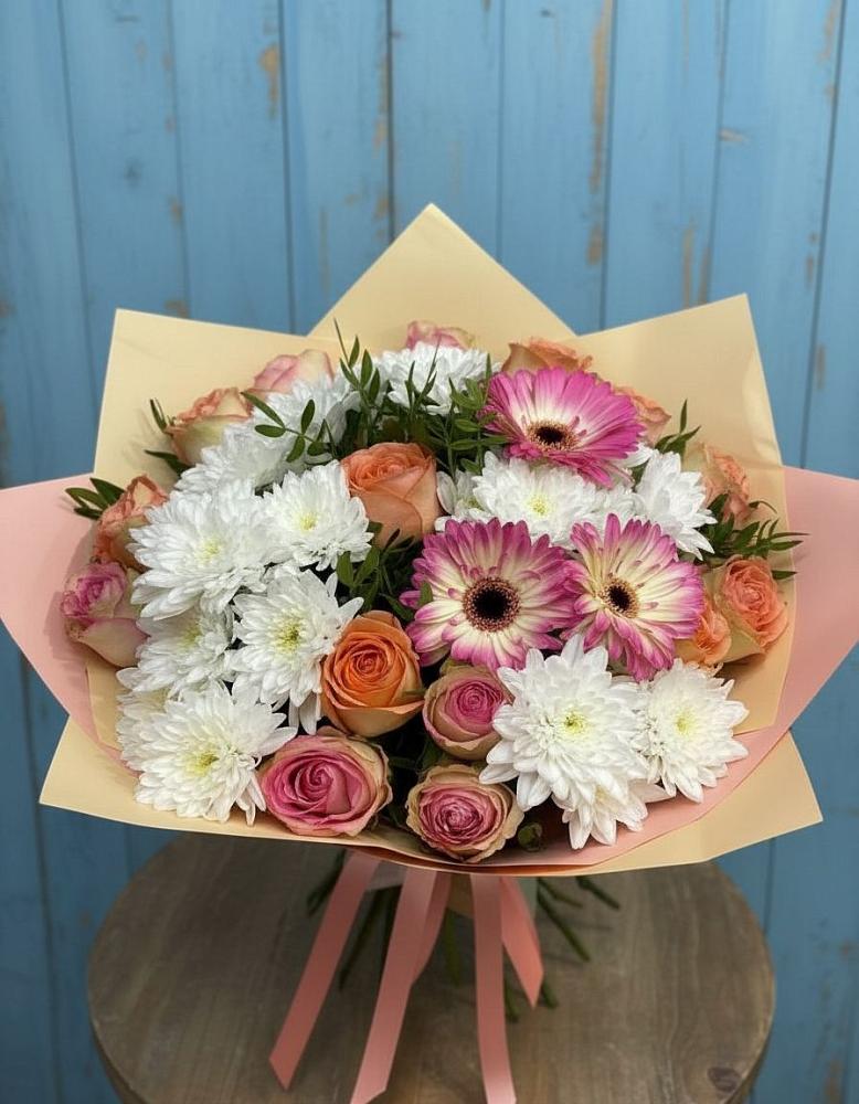 Букет цветов из: Розы, Герберы и Хризантемы в Журавне
