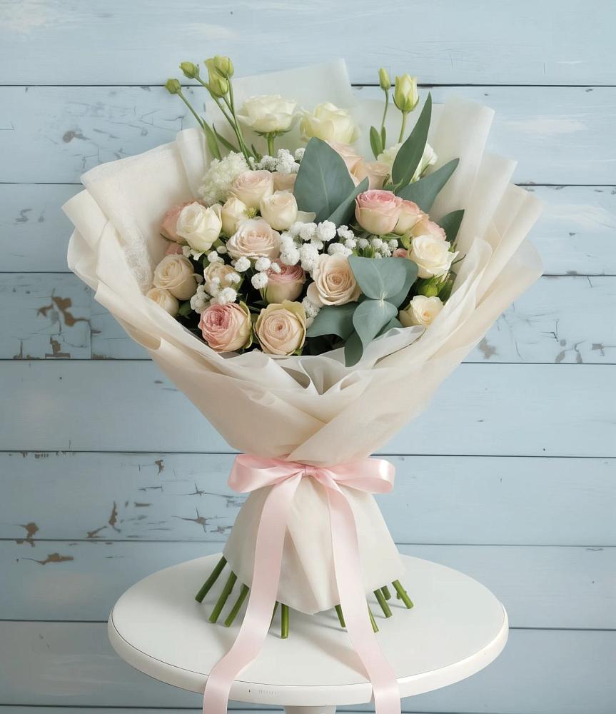 Букет цветов из: Розы и Лизиантусы в Журавне