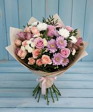 Букет цветов из:  Хризантемы, Розы и Альстромерии в Журавне